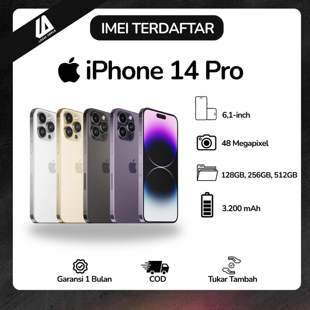 iPhone 14 Pro Second inter IMEI Terdaftar Beacukai Fullset