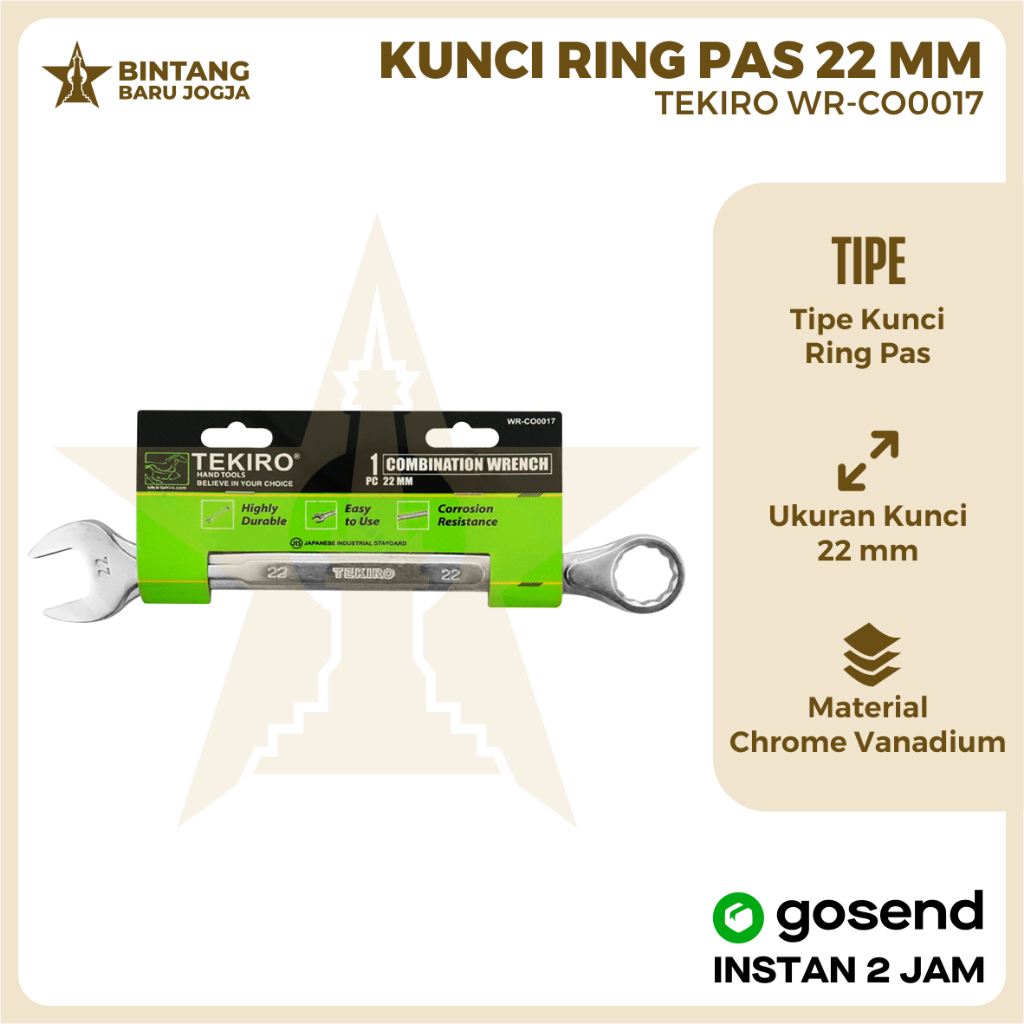 Tekiro Kunci Ring Pas 22 mm