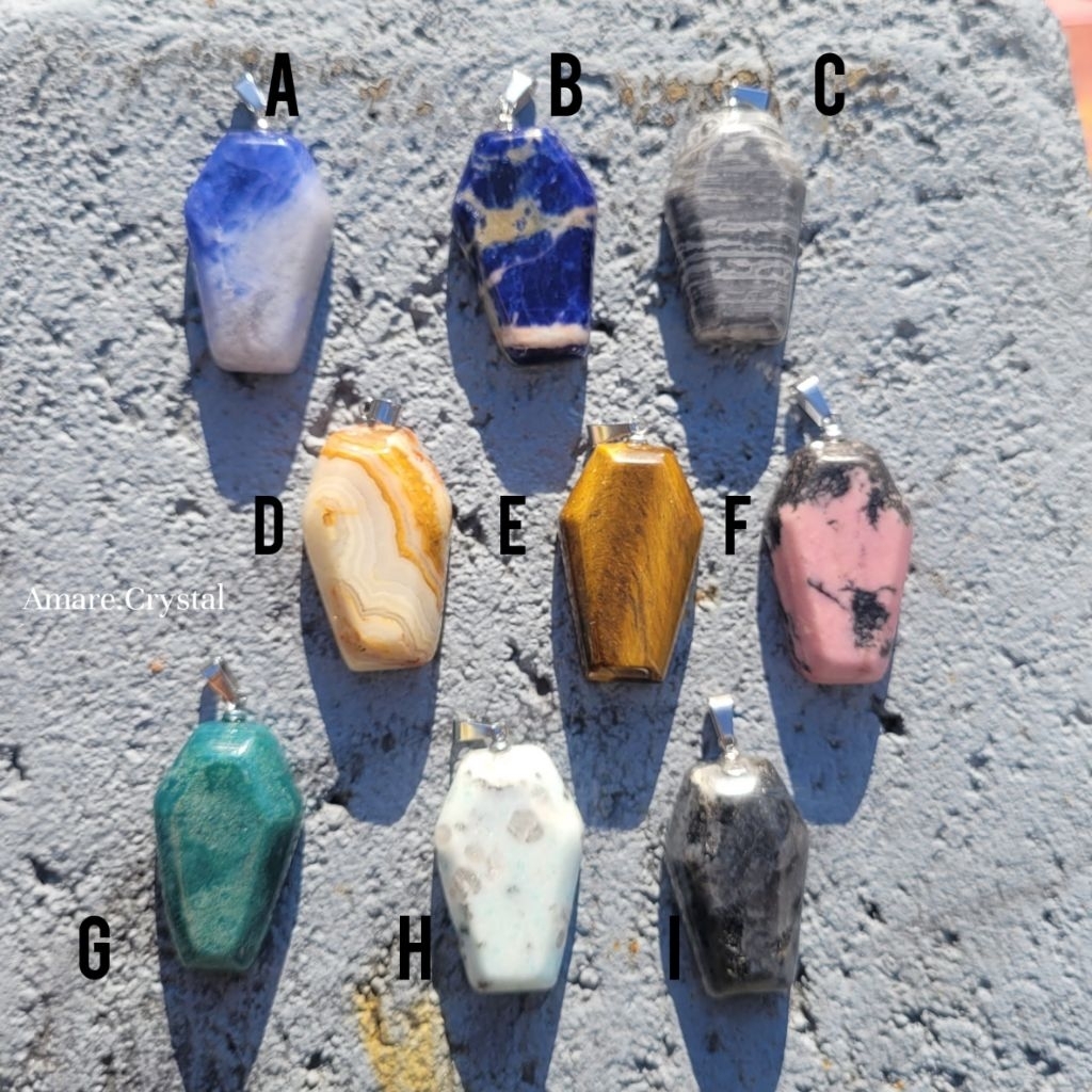 Batu Alam Liontin Kristal Pendant Kristal Jasper Sodalite Rhodonite Aventurine Larvikite