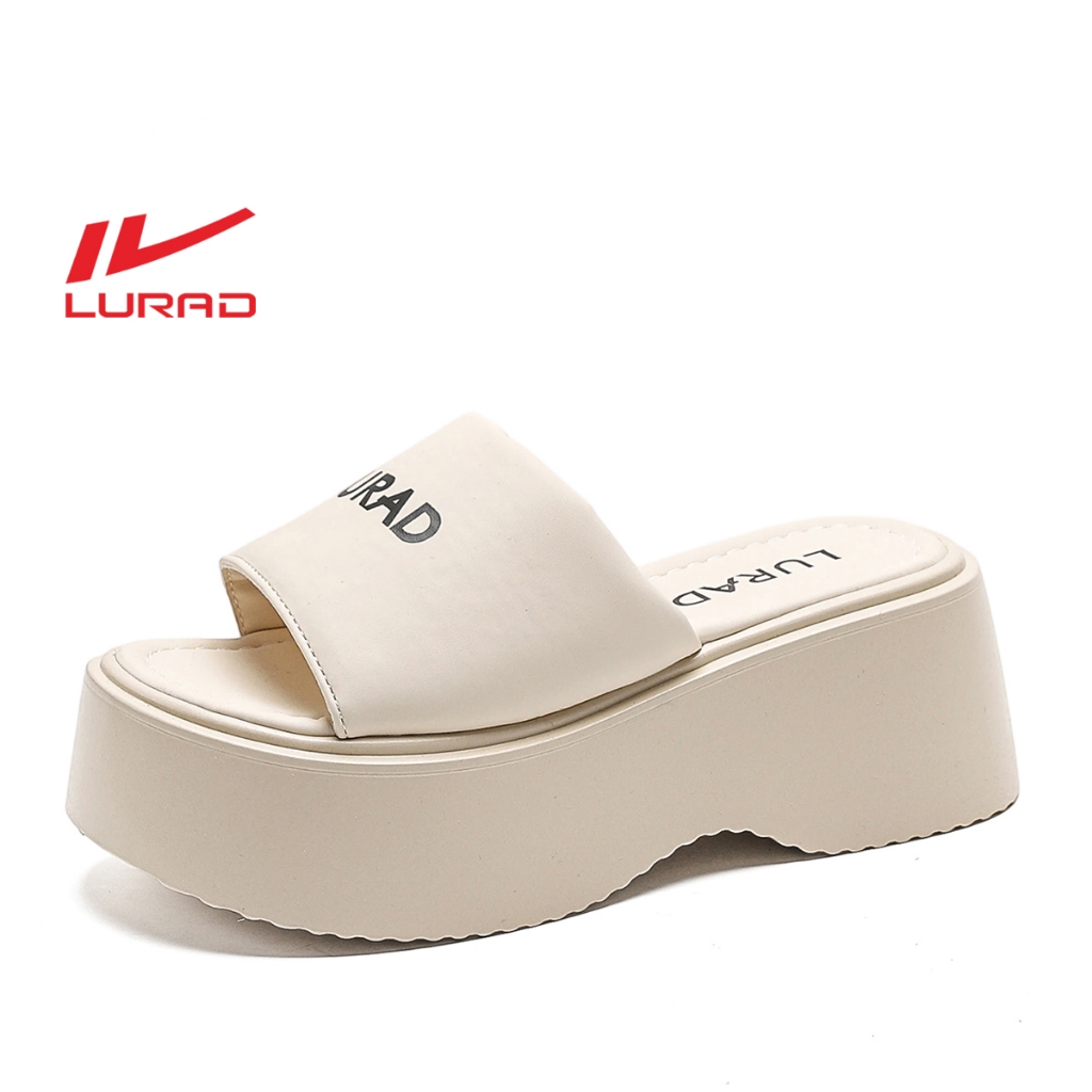 LURAD Sendal Cewek Warna Putih Polos Anti Gembos Sandal Wanita Slide Selop Tinggi Non Slip WL2511