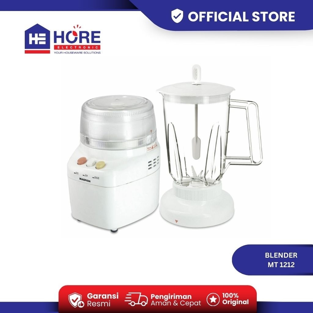 Maspion Blender 2in1 MT 1212 Glass Jar 1.5 Liter + Chopper Penggiling Daging Bumbu MT1212 Original K
