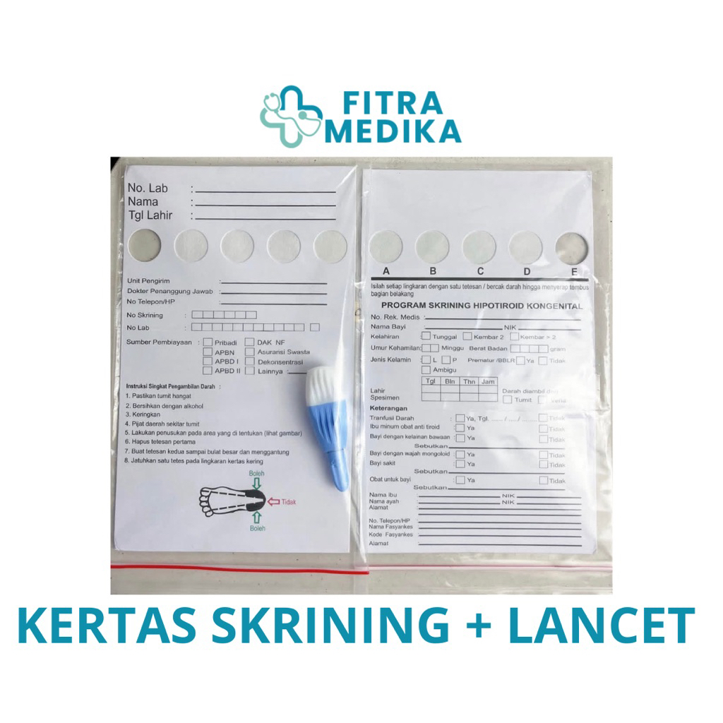 Kertas SKRINING HIPOTIROID KOGENITAL (SHK)+Lancet