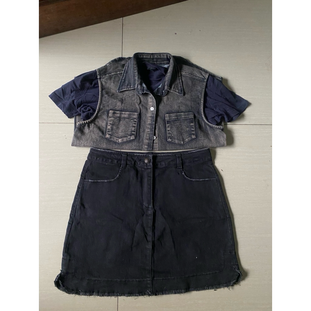 Preloved denim & rok denim hitam