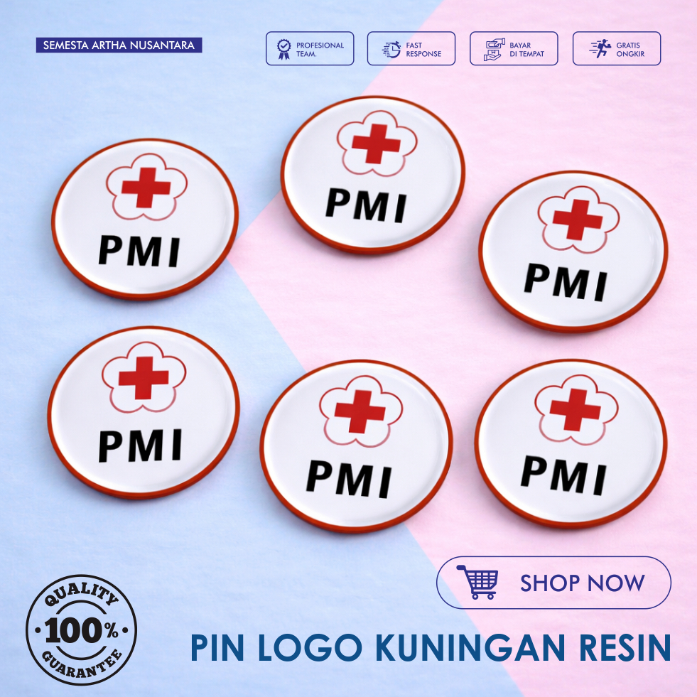 pin BROS / pin MUTZ Logo kuningan magnet pin Lambang PMI kuningan dilapis resin magnet peniti