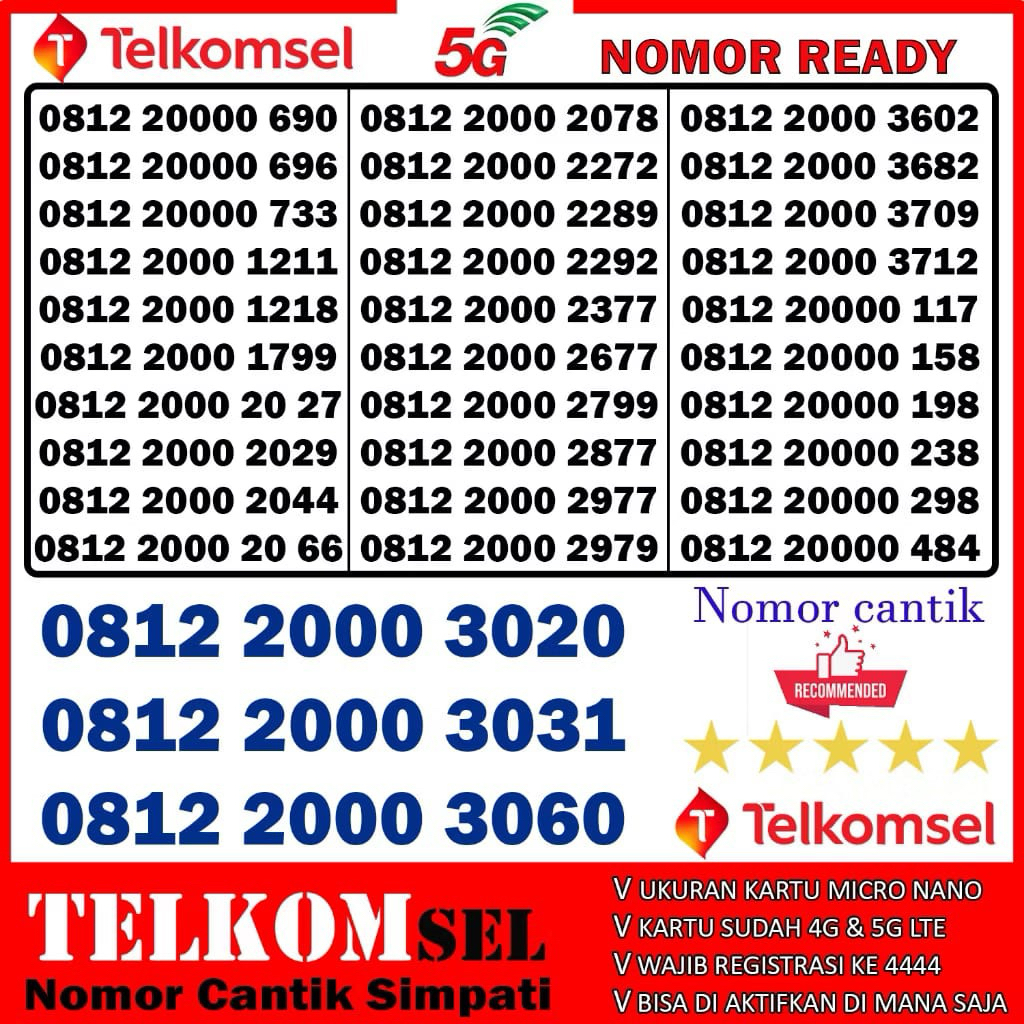 PROMO KARTU PERDANA NOMOR CANTIK TELKOMSEL bonus kuota 150 gb