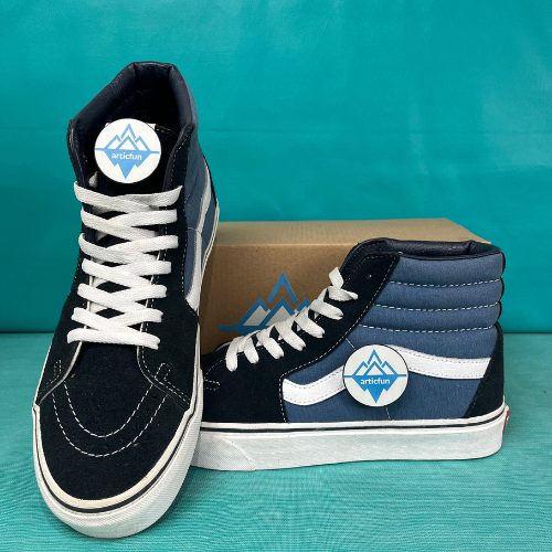 Sepatu Sk8 High Black White Sneakers Sk8 Tinggi Hitam Putih Biru Casual Free Stiker