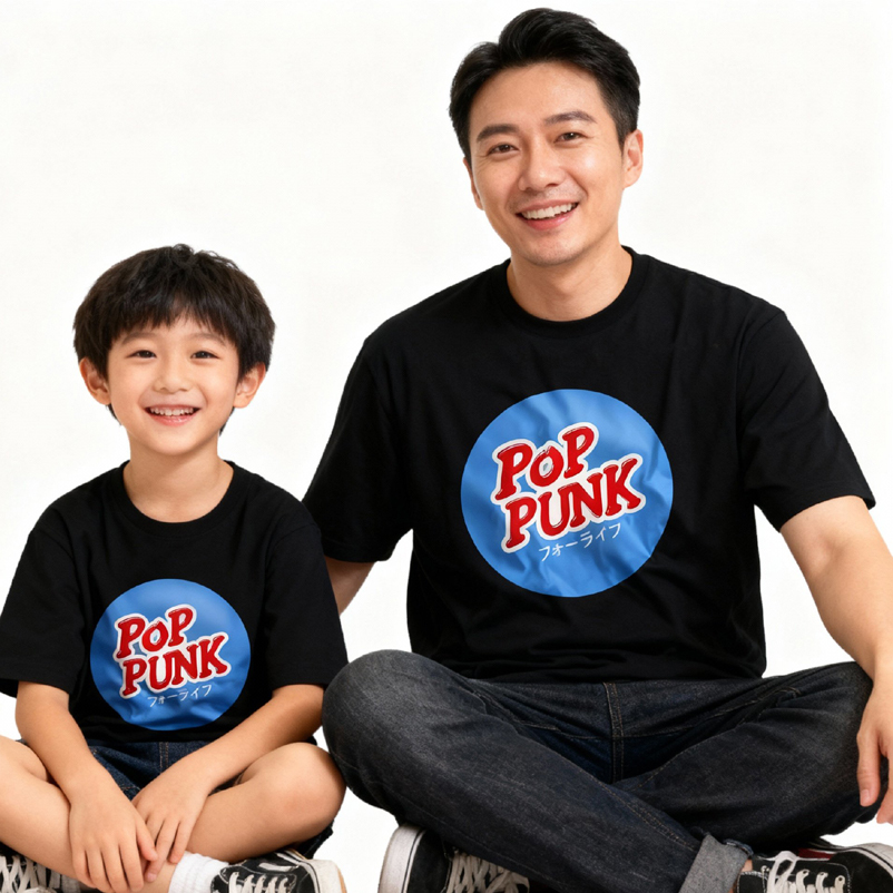 Kaos Pop Punk Attitude Pop Mie Punk Tshirt Couple || Kaos Ayah Anak Size S M L XL XXL 3XL 4XL || DIS