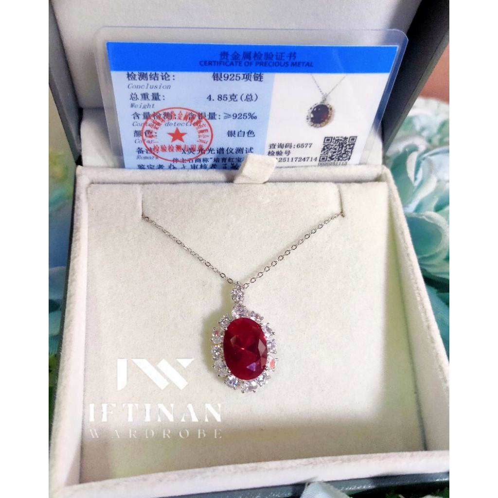 New Kalung Permata Ruby Oval Dark Red Magenta, S925, Certified
