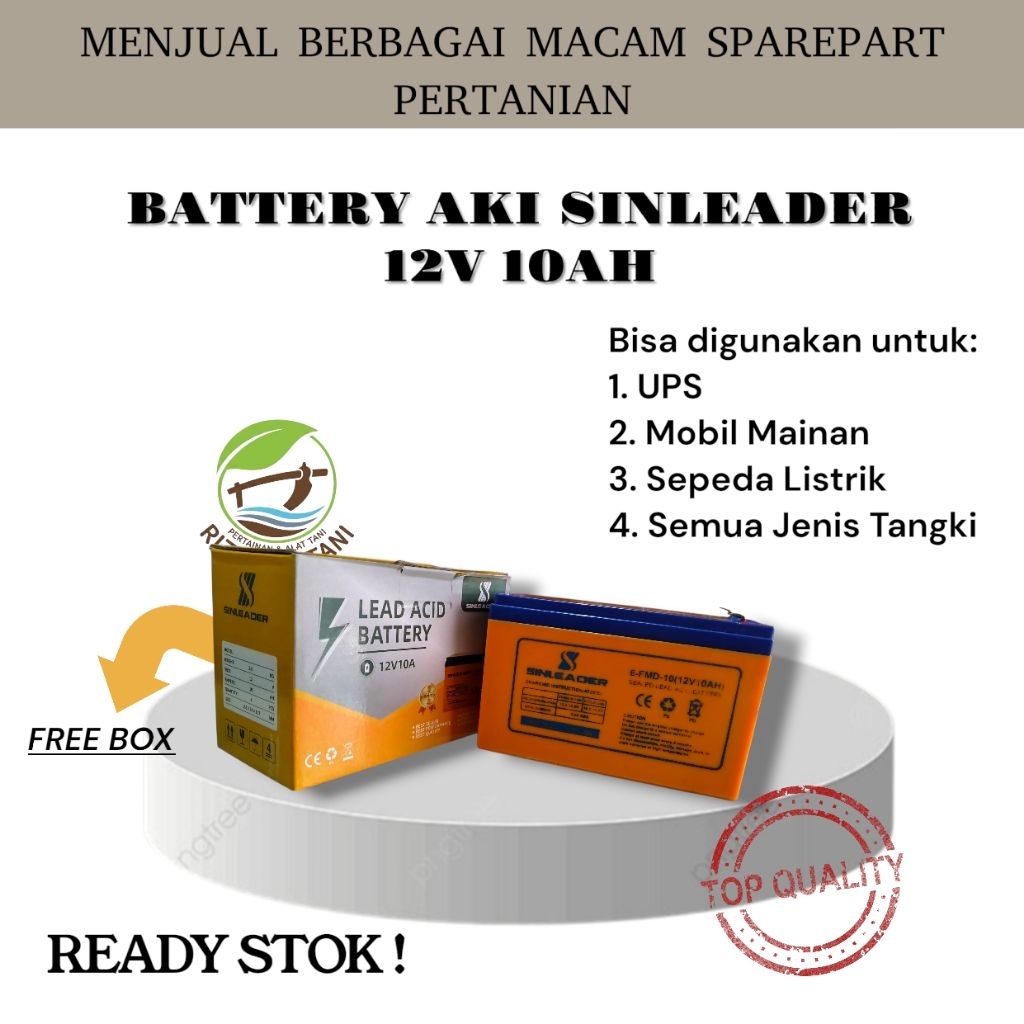 AKI  BATTERY SINLEADER OREN 12V 10AH / AKI SINLEADER ORIGINAL / AKI SPAREPART / AKI UPS/ AKI MOBIL M
