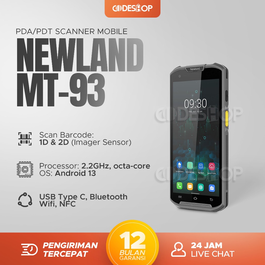 Newland MT-93 Mobile Barcode Scanner 2D PDT PDA Android Handheld Portable Computer