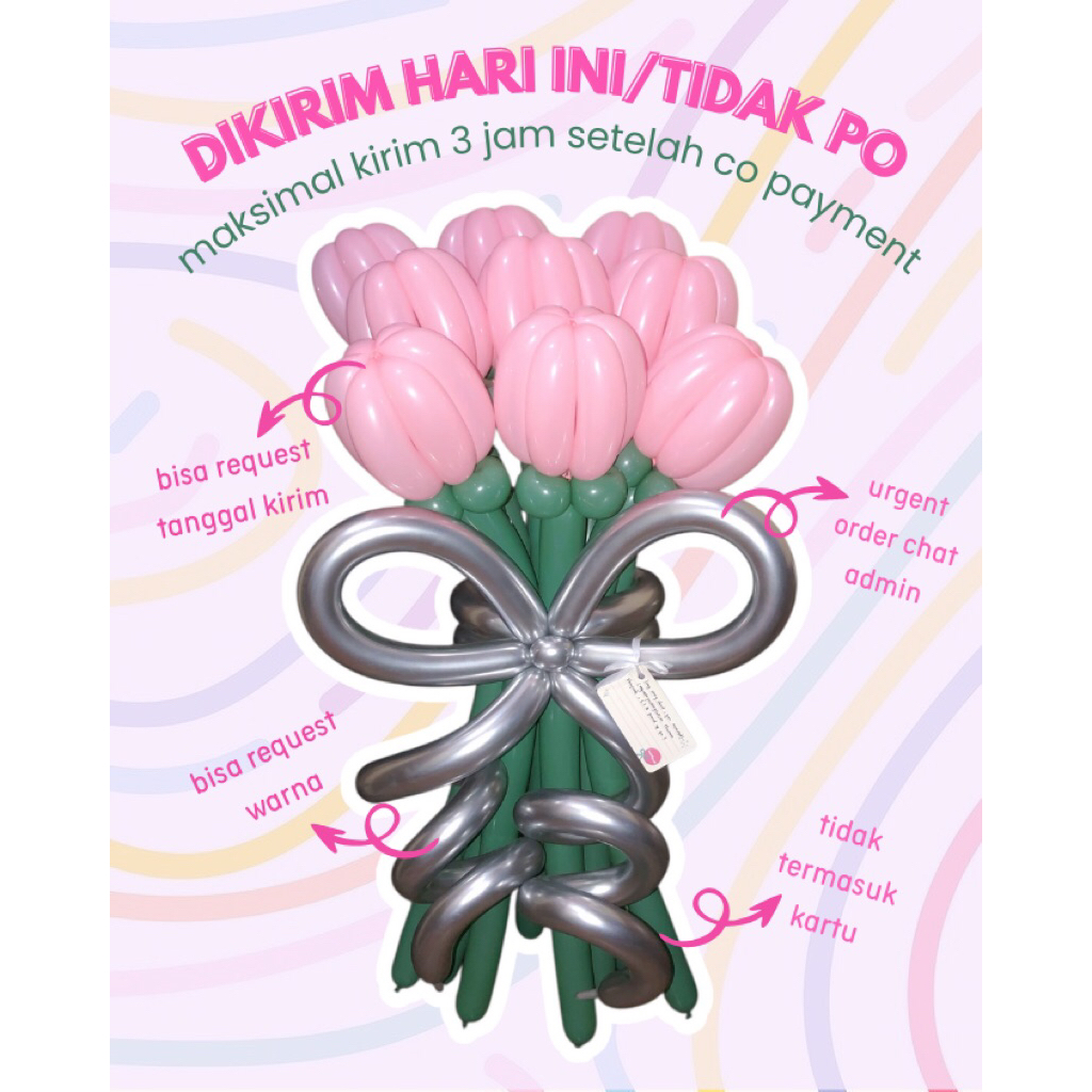 BUKET BALON TULIP/BUKET BUNGA BALON/BUKET BALON WISUDA