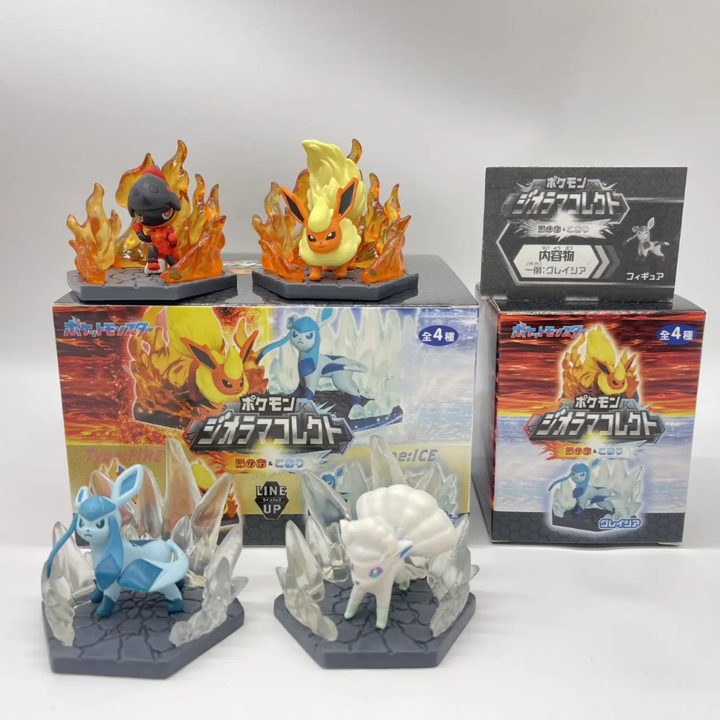 Figure Pokemon Gashapon Diorama Collect Fire and Ice Complete Set 4