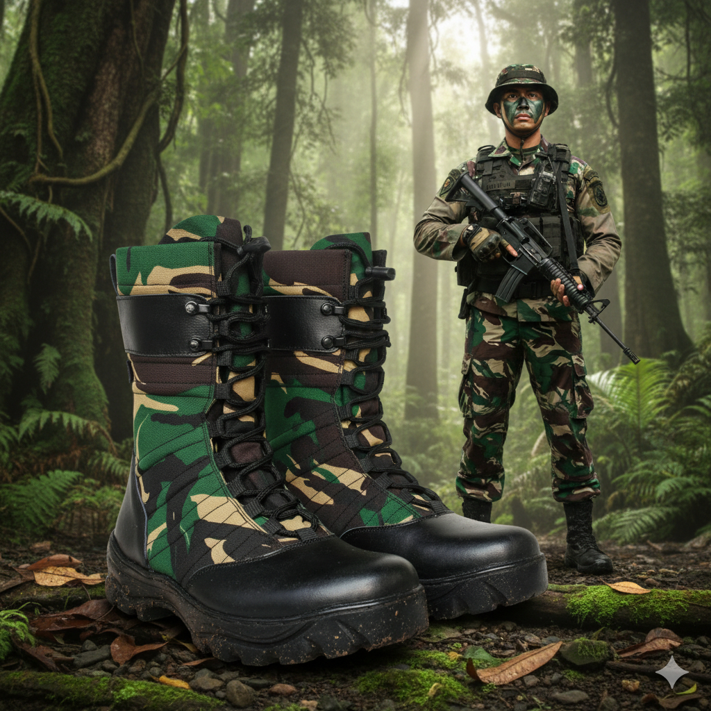 SEPATU ZIMZAM PDL NINJA ARMY LORENG TNI AD AU BOOTS SAFETY OUTDOOR
