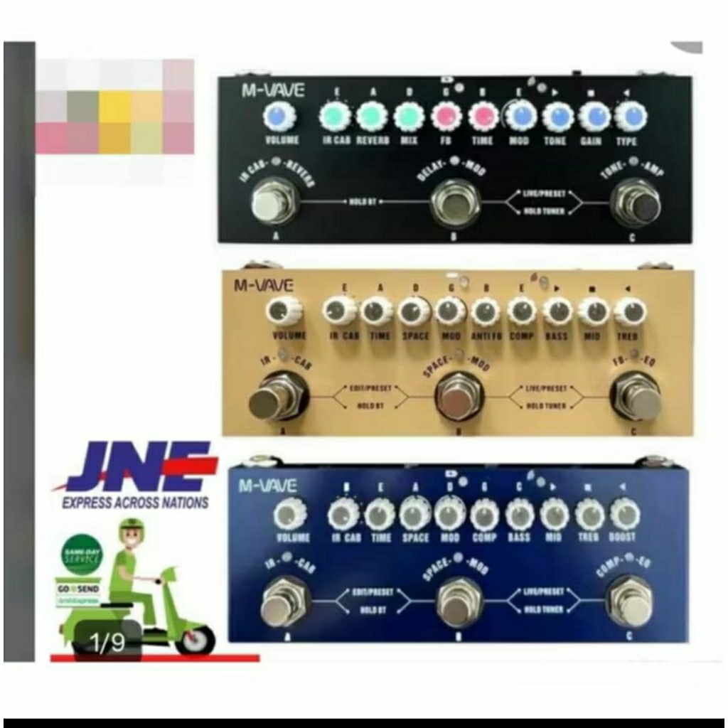 m vave cube baby gitar akustik/gitar elektrik/bass multy effect pedal rechargeable dan recording mva