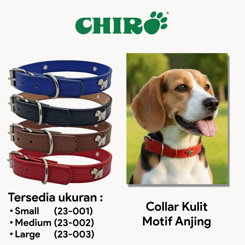Chiro Kalung Kulit Desain Anjing Pengait Stainless Steel