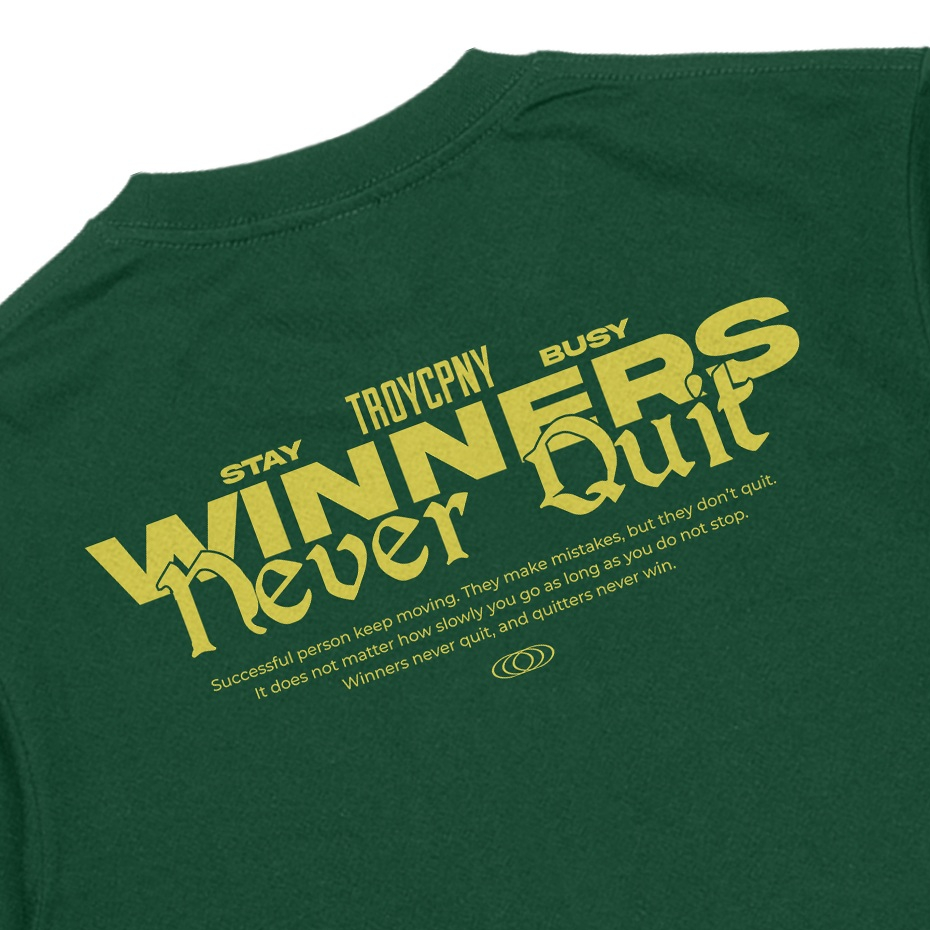 Troy Company Tshirt Forest Green Winners Persist - Kaos Lengan Pendek Kaos Hijau MTD 3027