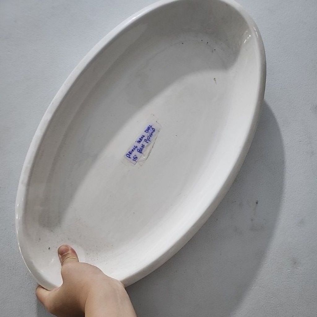 piring oval keramik dalam deep oval plate ceramic 14inch 16inch 18inch pyramid polos