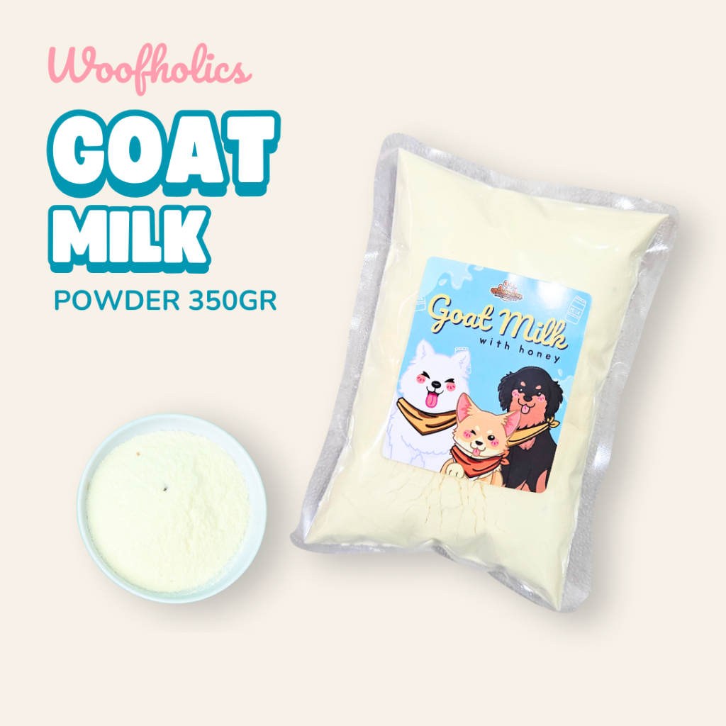 [ Size : 350gr ] Woofholics Goat Milk Powder Plus Honey 350g / Susu Kambing Untuk Anjing Kucing Pupp