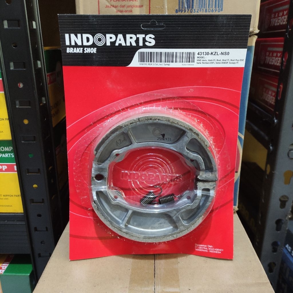 Kampas Rem Belakang Indoparts Beat FI ESP Vario 125 150 Scoopy (KZL) Brake Shoe