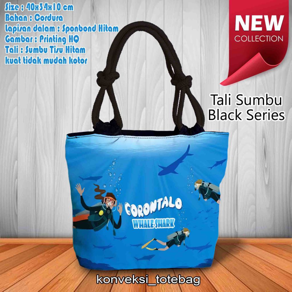 (konveksi totebag)tas printing,tas tali sumbu,tas wanita motif Gorontalo, oleh-oleh Gorontalo, souve
