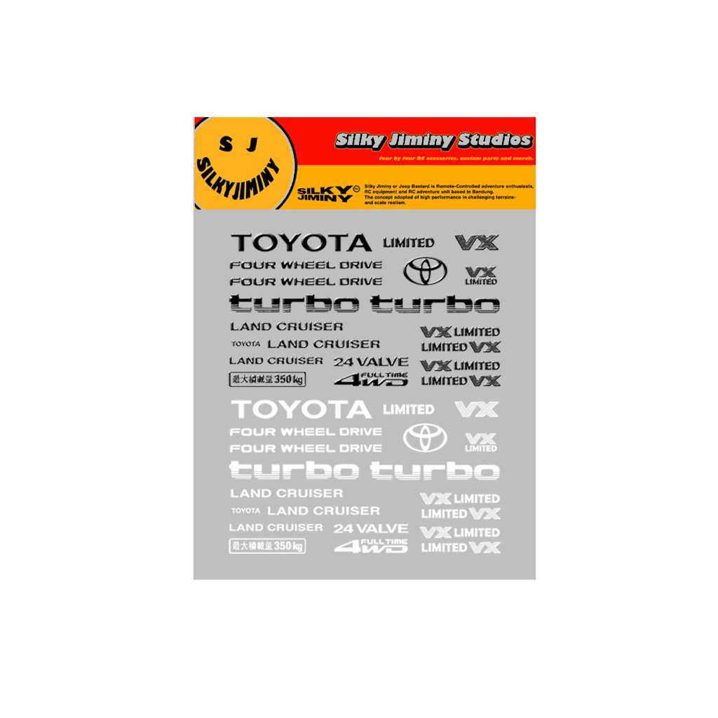 sticker decal rc adventure landcruiser lc80 atau vx80 (skala 1:10)
