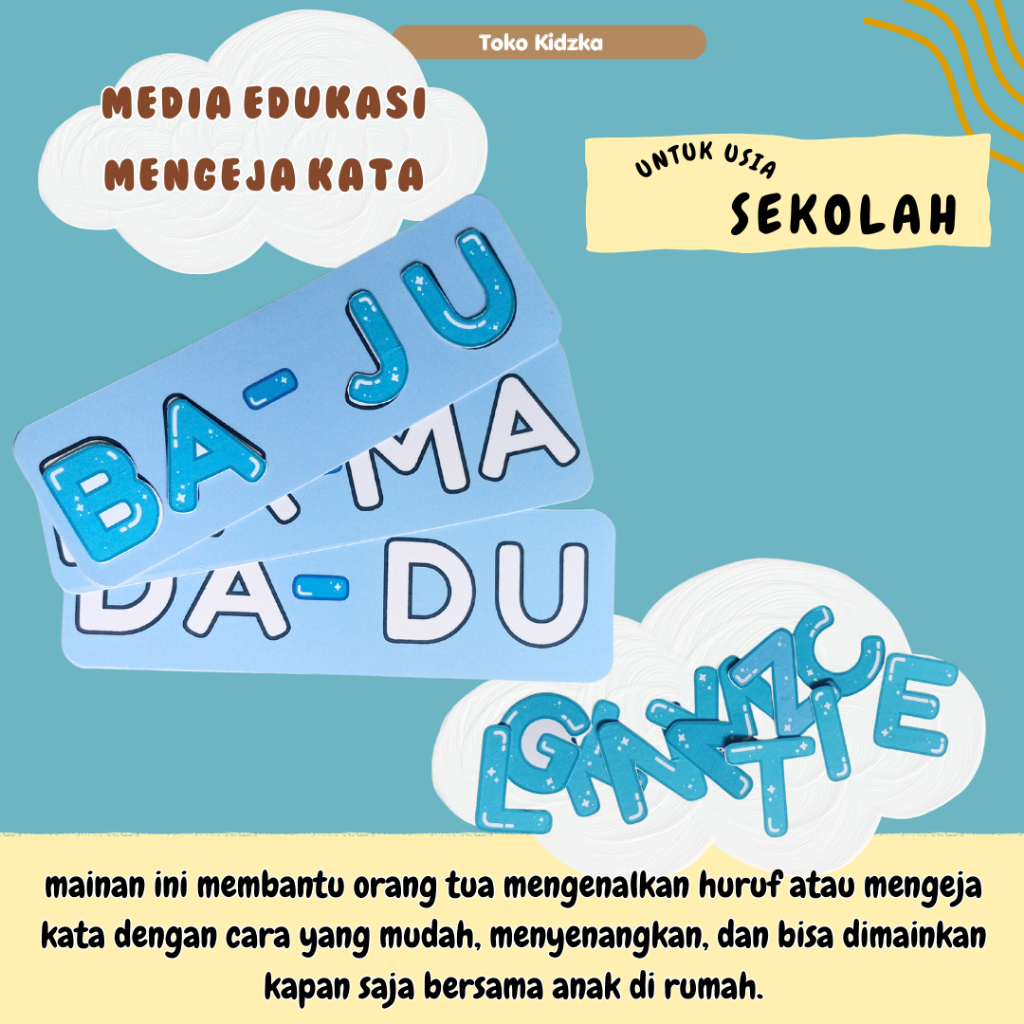 media belajar mengeja kata mainan edukasi spelling game abjad huruf