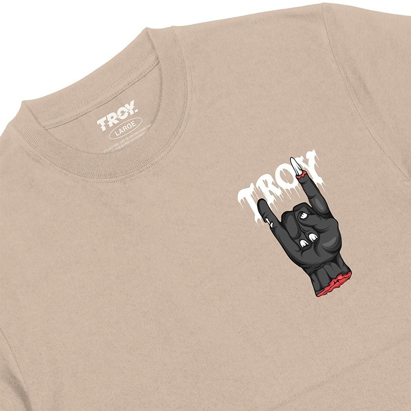 Troy Company Tshirt Brown Latte Zombie Hand Metal - Kaos Lengan Pendek Kaos Coklat Latte MTD 2356