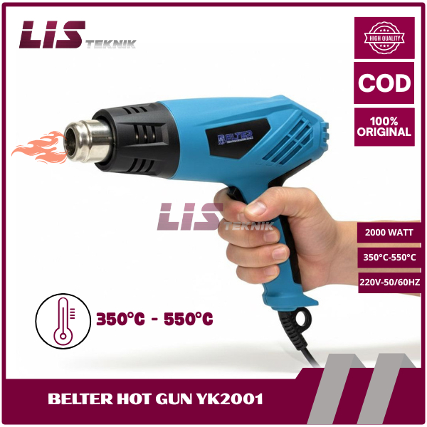 BELTER Hot Gun Air 2000W Heat Gun 220V Mesin Pemanas Plastik Sticker
