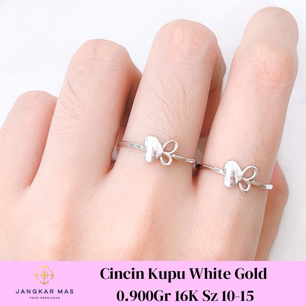 CINCIN EMAS KUPU BUTTERFLY POLES WHITEGOLD BERAT 0.900GR KADAR 8K