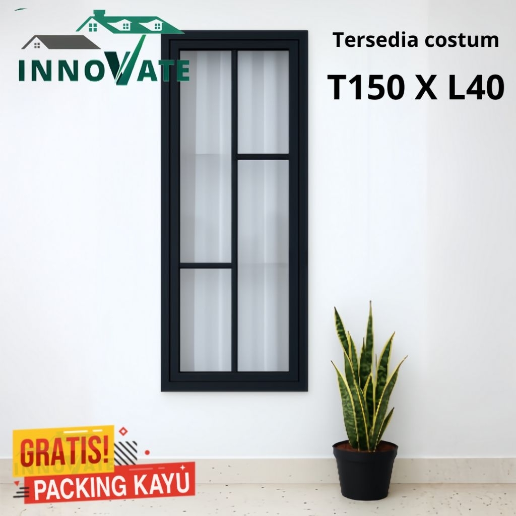 jendela aluminium ornamen Z 150x40 free packing kayu