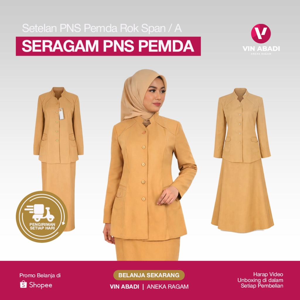 Seragam Pemda Wanita / Rok Span dan Rok A / PNS / Khaki