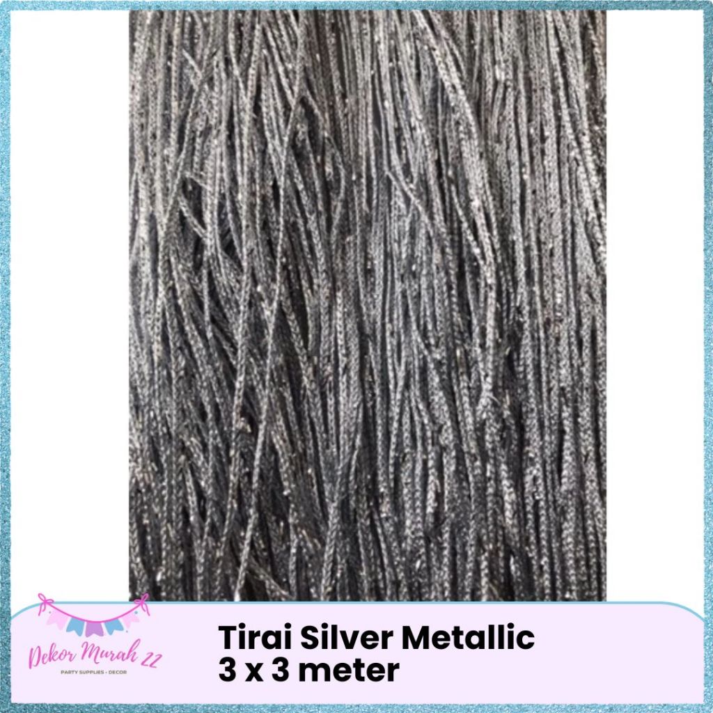 Tirai Silver Metallic 3 x 3 meter / Tirai Benang Silver Glitter / Tirai Blink