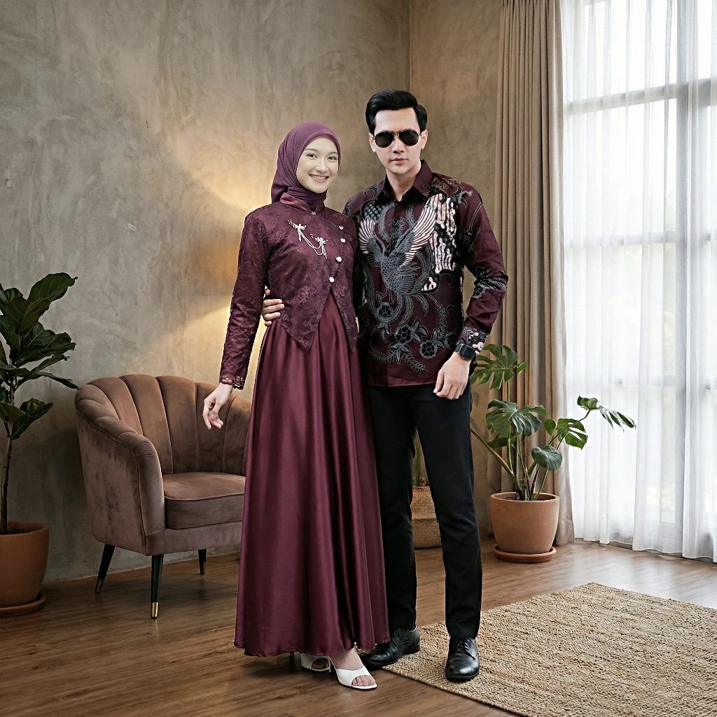Viona batik | Gamis Sahara Lebaran 2026 Model Terbaru Sarimbit Brokat Couple Remaja Kekinian Maxy Dr