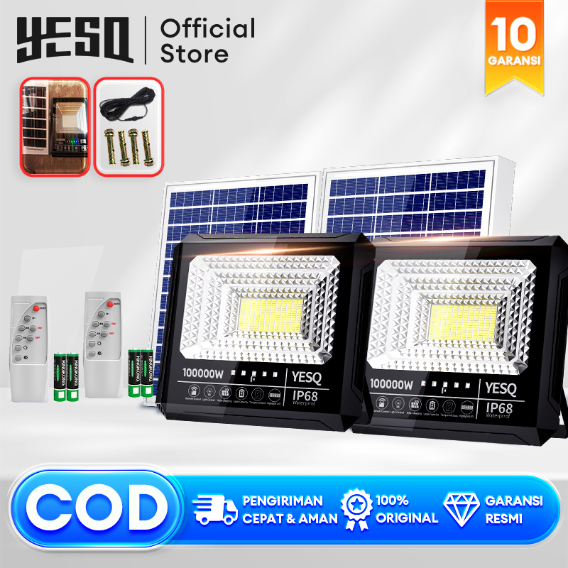 YESQ Lampu Tenaga surya LED Emergency 100000W  Tahan Air IP68  Kecerdasan Kontrol Outdoor Super Tera