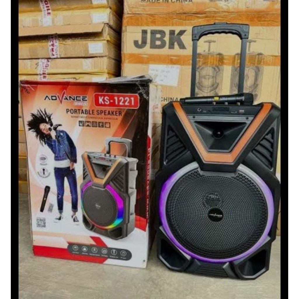 Speaker Bluetooth Portable Advance KS 1221 ,12 Inch, Karaoke, 20 Watt, Bluetooth 5.0, FM Radio