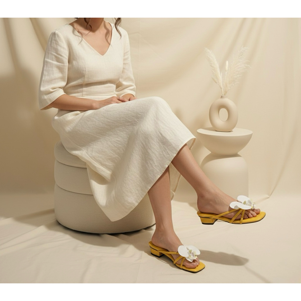 Nuna Orchid Yellow Shoes wcraft.id sandal wanita sendal ramadhan