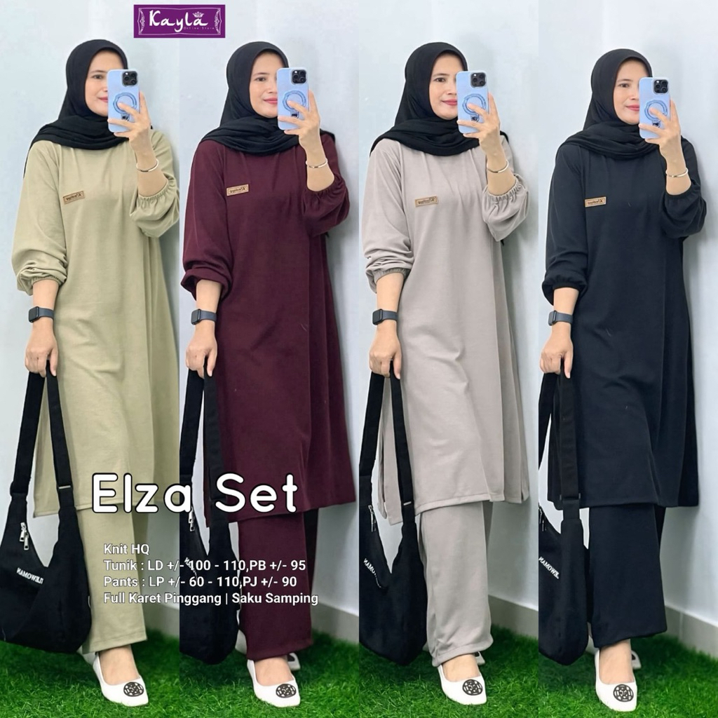 Elza Set Celana Bahan Knit Premium Setelan wanita kekinian