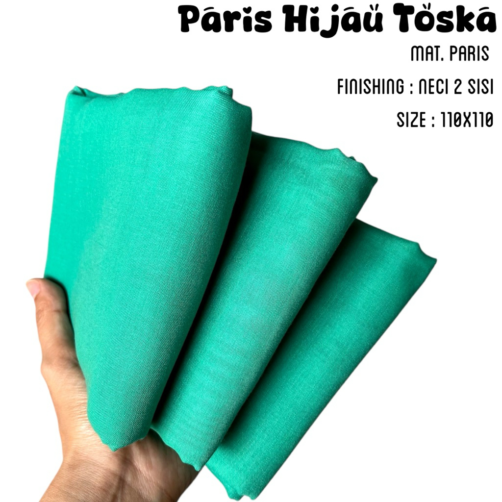 Segiempat Paris Hijau Toska 110x110 / Hijab Paris Hijau Toska / Segiempat Paris Toska  / Jilbab Pari