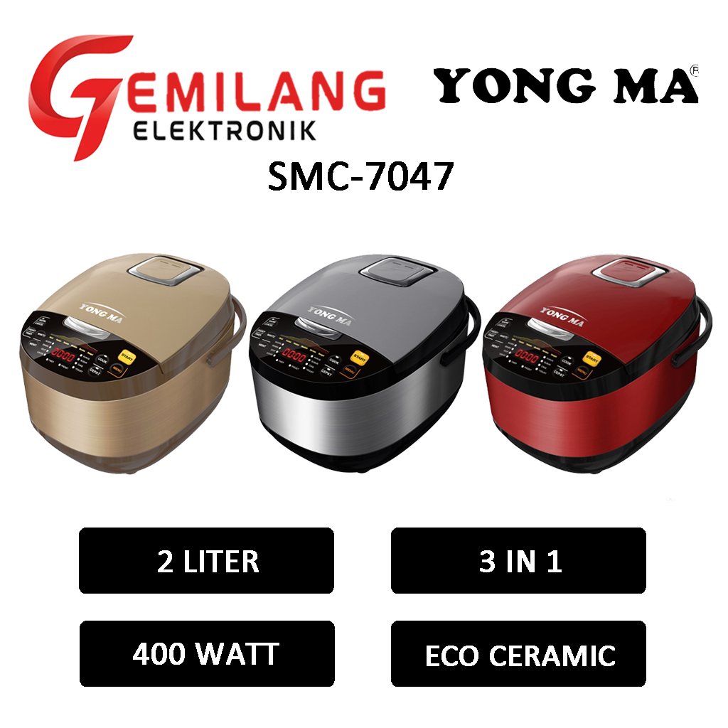 MAGIC COM / RICE COOKER / PENANAK NASI YONGMA SMC-7047 KAPASITAS 2 LITER 3IN1 DIGITAL