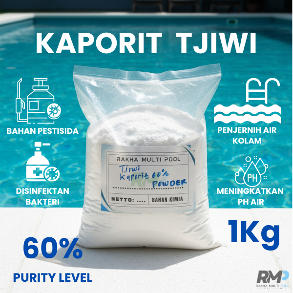 Kaporit Bubuk 1Kg - Kaporit Tjiwi Kimia 1Kg - Kaporit Bubuk 1 Kg - Kaporit 60% - Disinfektan