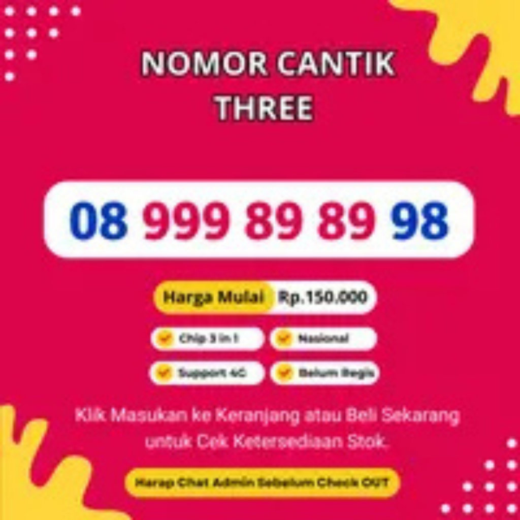 Nomor Cantik Tri Murah Rapi Seri ABAB Support 4G LTE - Kartu Perdana Tri Murah Seri ABAB - 0899 89 8