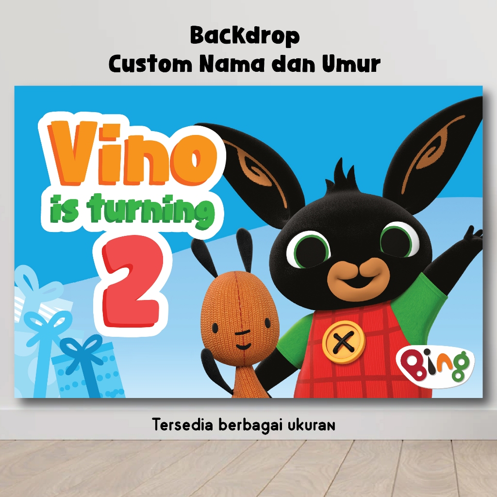 BACKDROP BING BUNNY FLOP SULA BIRTHDAY BACKGROUND ULANG TAHUN BANNER WALLPAPER DEKORASI ULTAH HBD HA