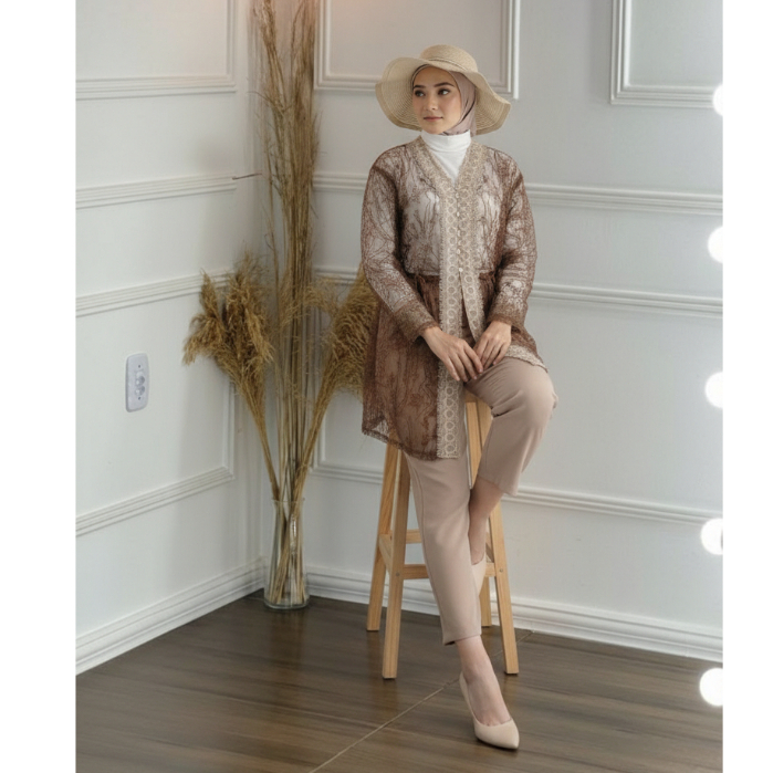 Azura Kebaya Brukat Modern Atasan Tunik Wanita mewah & elegan Outer brukat Kondangan Wisuda