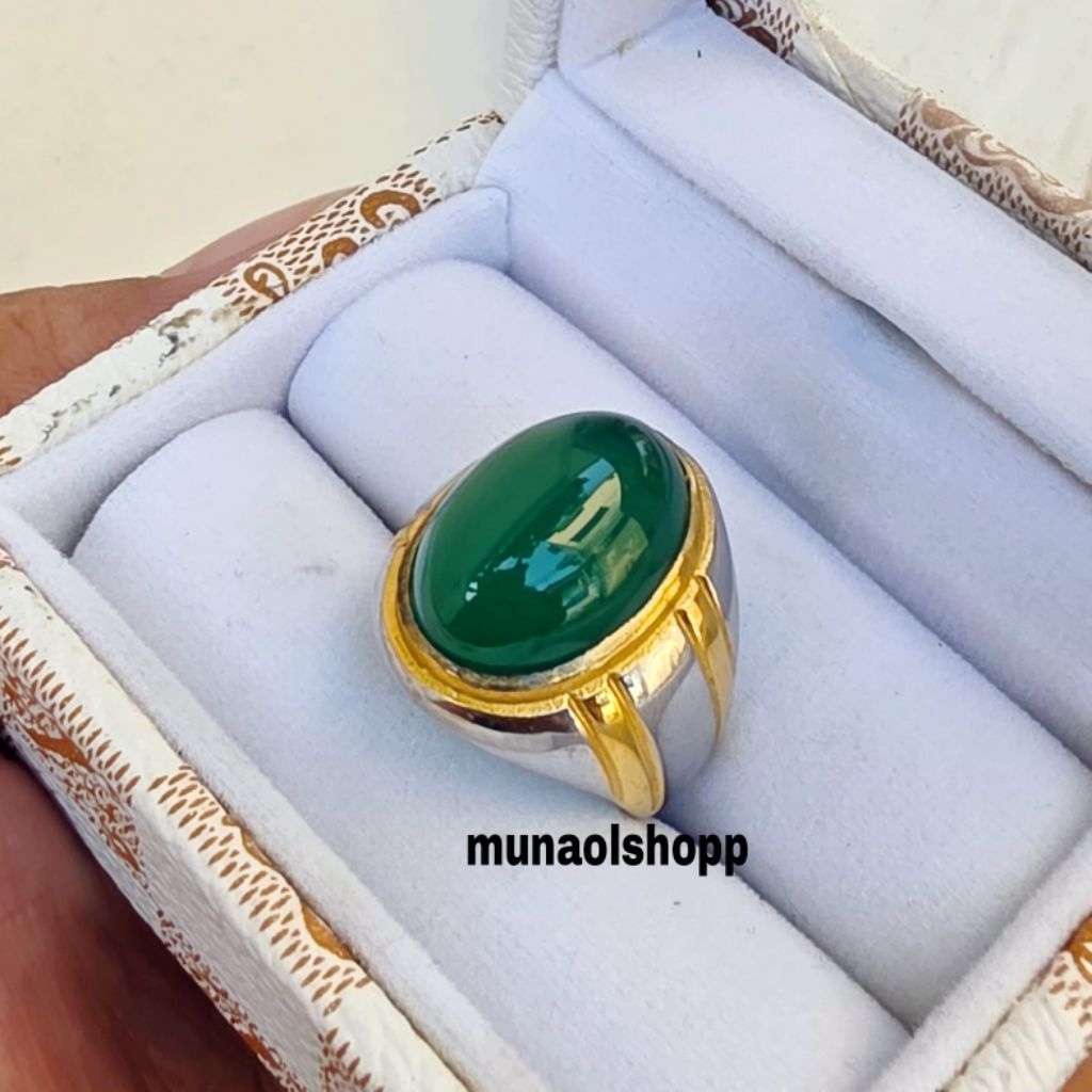 Cincin Batu Akik Hijau Garut Asli Natural Stone