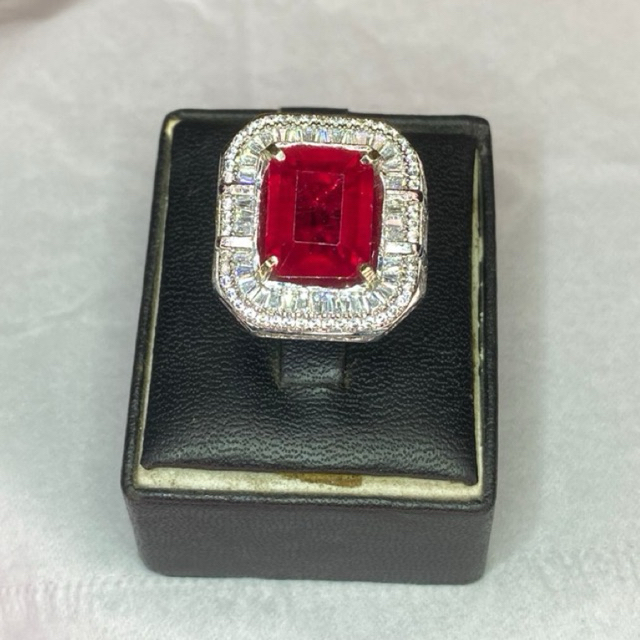 cincin batu permata ruby burma No heat bermemo dengan ring perak 925 termurah