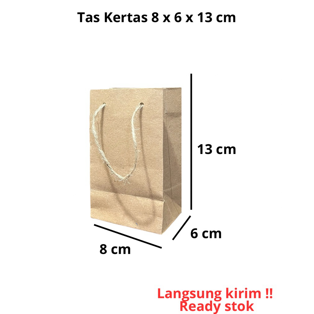Tas Kertas Mini Polos Murah 8 x 6 x 13 cm Tebal Tas Souvenir Tas Parfum
