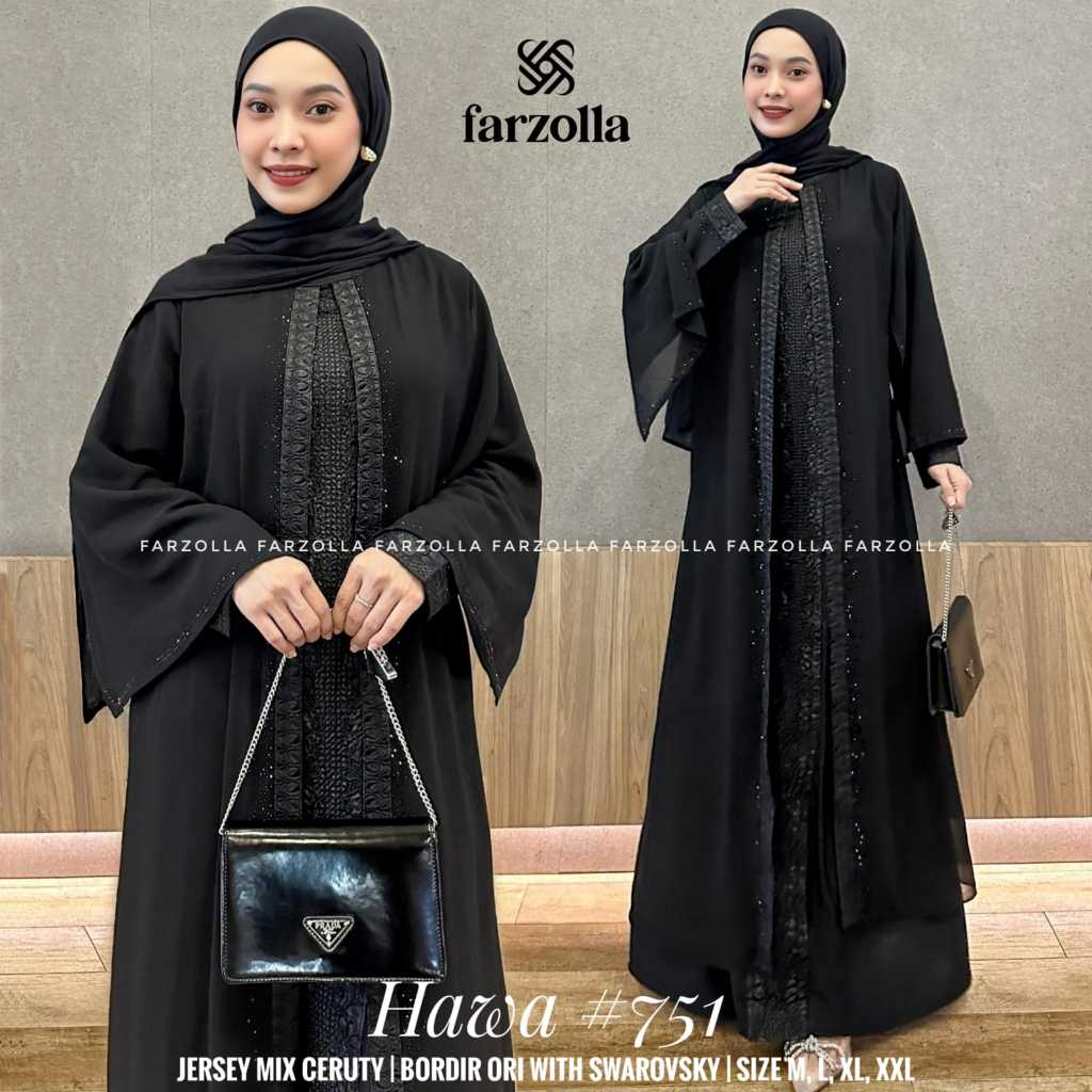 Abaya Gamis Hitam Polos Jersey Mix Ceruty Baju Pesta Lebaran Wanita