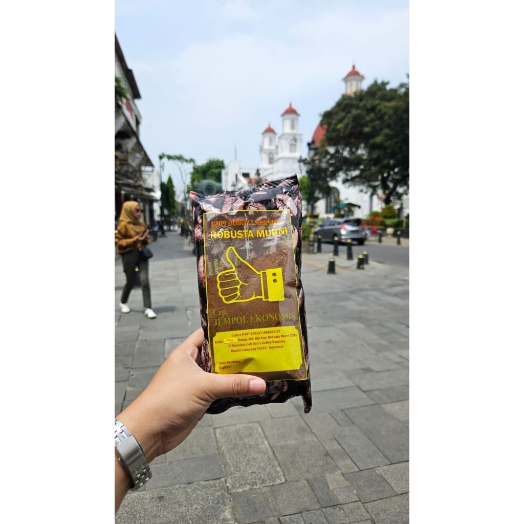 Kopi Bubuk Lampung Robusta Murni Cap Jempol Ekonomis