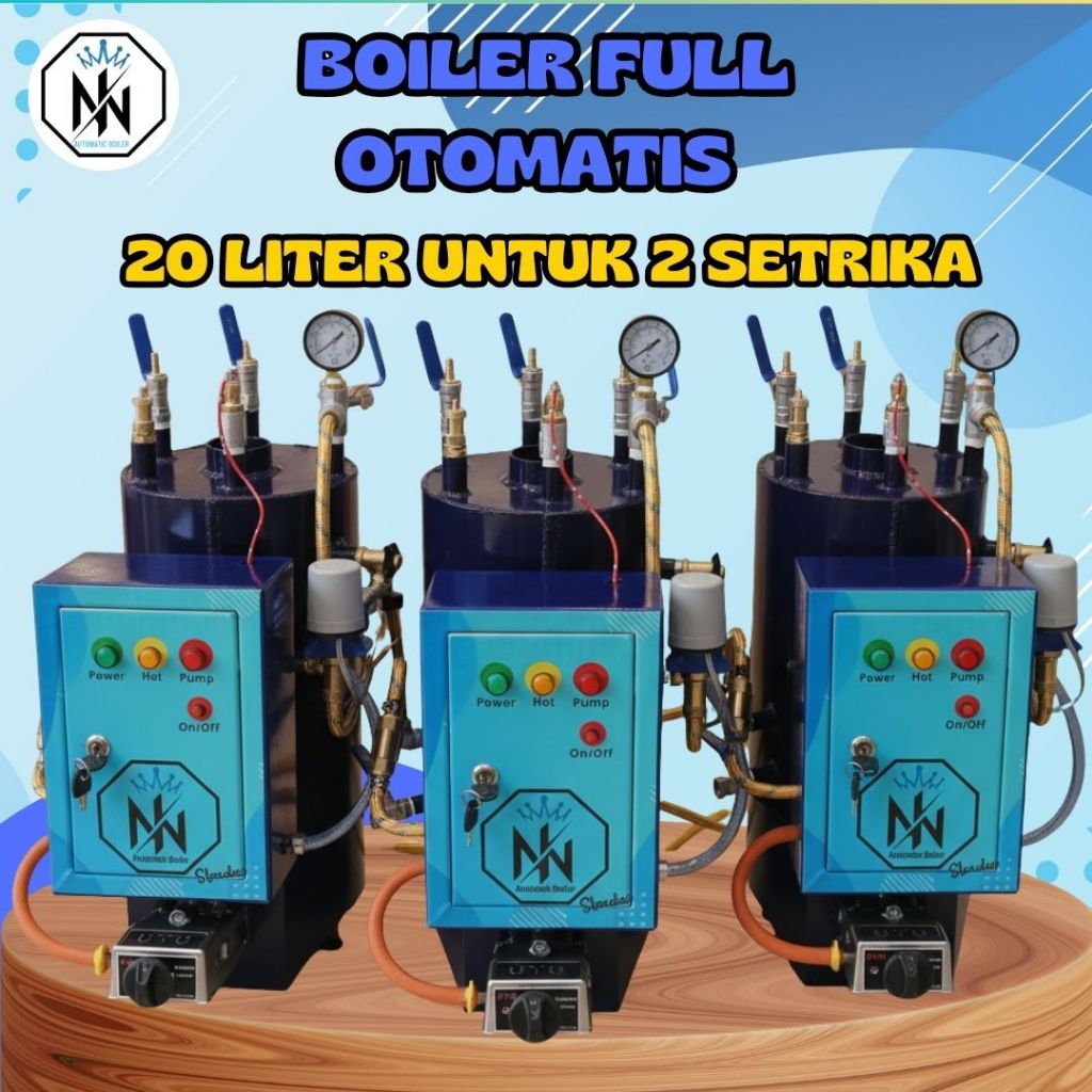 Boiler Steam Setrika Uap Laundry,Steam Cuci Sepatu, Konveksi Gordeng full otomatis Air dan Api untuk