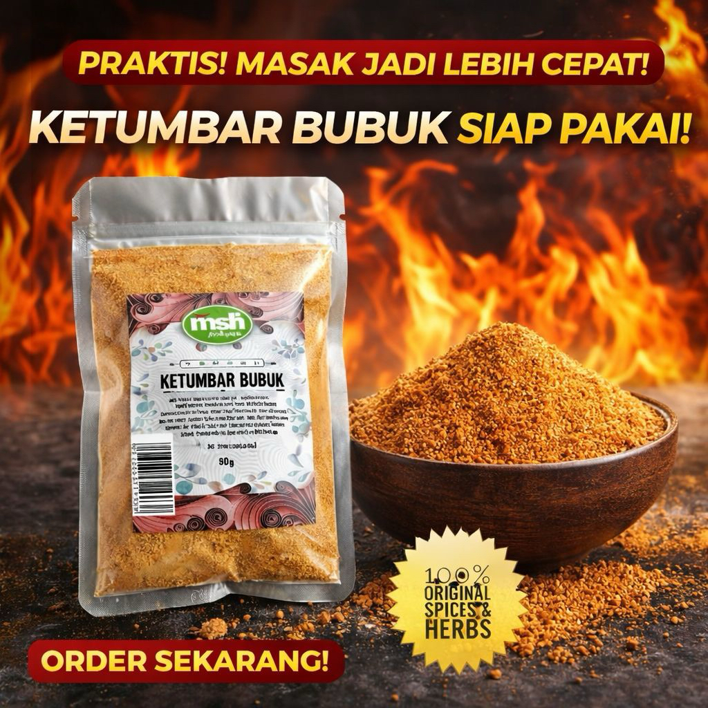 MSH Ketumbar Bubuk 50 g , Ketumbar Bubuk Rempah Asli , Ketumbar Bubuk Murni , Bubuk Ketumbar Origina